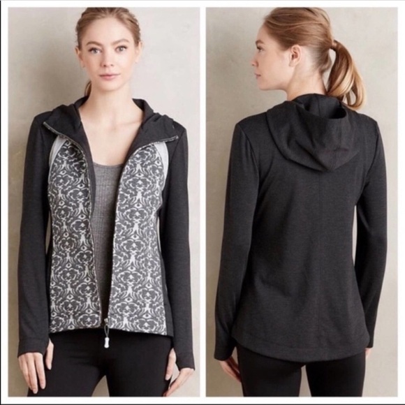 Anthropologie Pure+Good gray Athletic Set Zippered jacket and Leggings - Picture 2 of 6